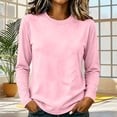 thumbnail image 6 of AherBiu Fall Casual Tops for Women Cotton Tshirt Crewneck Long Sleeve Comfy Fitted Basic Layer Tees Undershirt(Large,Pink), 6 of 7