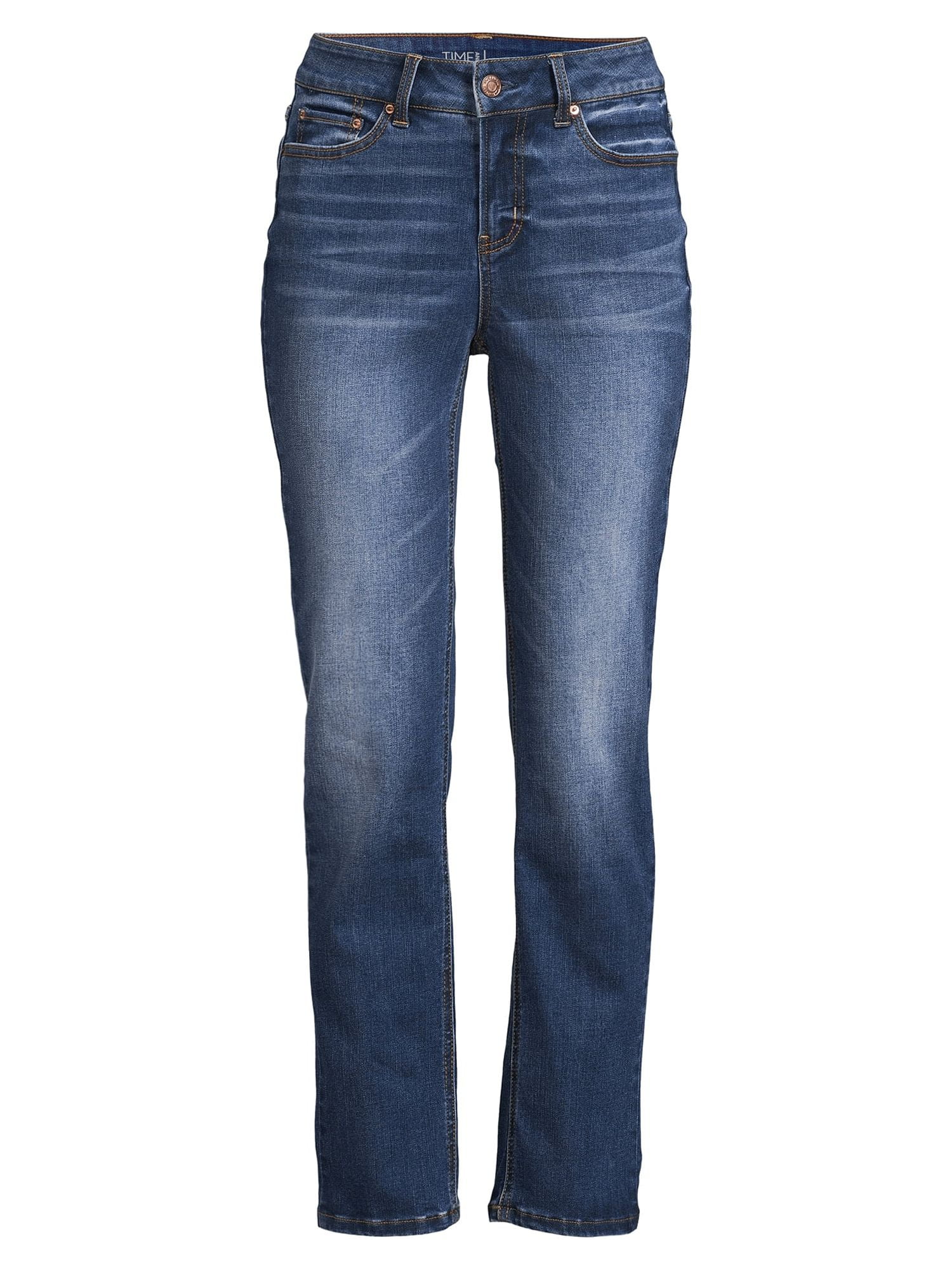 Time and Tru Women’s Mid Rise Straight Jeans, 29" Inseam for Regular, Sizes 2-18