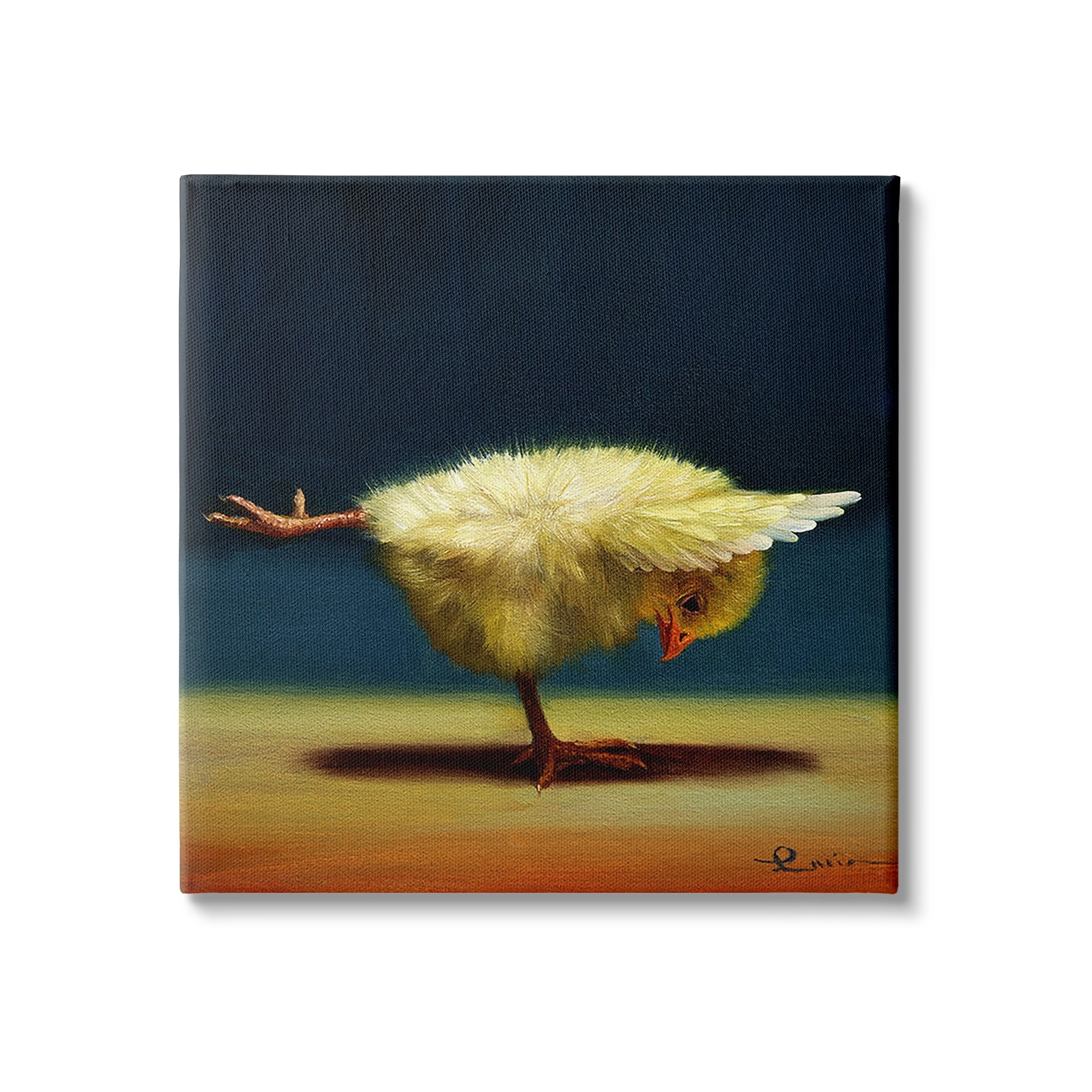 Stupell Industries Yoga Chicks Warrior III Pose Funny Animal Painting,17 x 17,Design by Lucia Heffernan