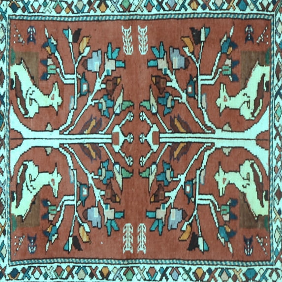 Ahgly Company Indoor Square Persian Light Blue Traditional Area Rugs, 3' Square