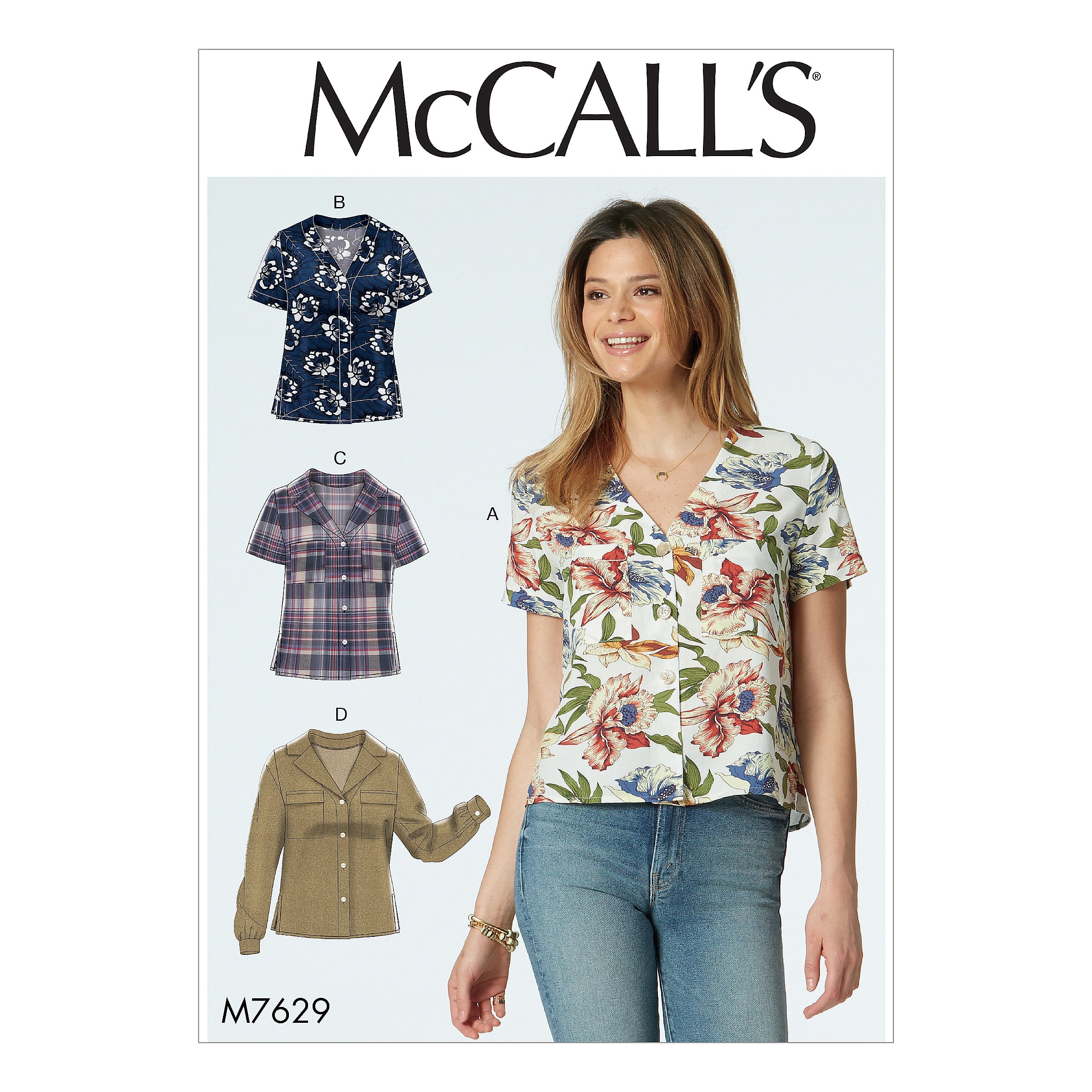 McCall's Sewing Pattern Misses' ButtonFront Tops with Collar and