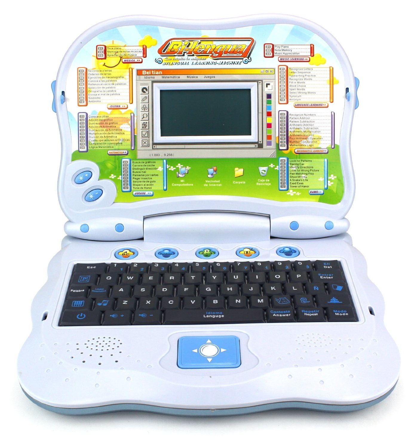 2 in 1 Bilingual Study Machine Educational Toy Laptop for Children, Kids,  Learn & Play in English/Spanish, 4 Play Modes, 32 Fun Activities/Games  about 
