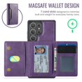 thumbnail image 3 of Case For Samsung Galaxy S25 Ultra 5G 6.9" RFID Blocking Protective Purse Case With Magsafe 7-card Slots Kickstand 2 In 1 Detachabl Flip Shockproof Protective Leather Cover,Purple, 3 of 7
