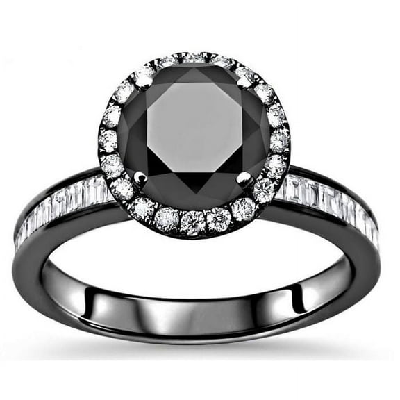 Dreamofdazzles Jewels 2.10Ct Round Cut Black Diamond Engagement Wedding Band Ring 14K Black Gold Plated 925 Sterling Silver For Women's -5