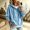 Light Blue, variant on Dolkfu Silky Smooth Hoodies for Women Green V-Neck Velour Long Sleeve Hoodie Solid Modern Soft Luxe Relaxed Fit Tops Army Green,L