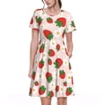 thumbnail image 1 of Balery Strawberry Floral Vestidos sueltos de manga corta para mujer, vestidos de verano 2025, vestidos casuales de corte A con vuelo., 1 of 6