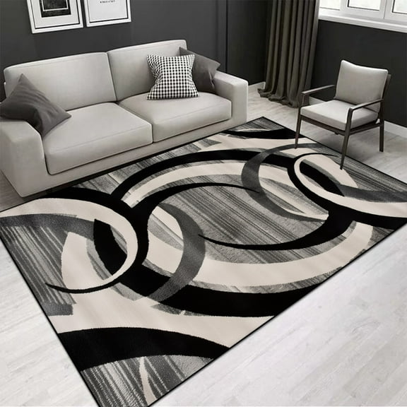Modern Abstract Grey Area Rug Living Room Sofa Luxury Large Carpet Comfortable Soft Bedroom ration R