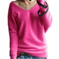thumbnail image 1 of Women Cashmere Sweaters V-neck Pullover Loose Knitting Top for Spring Autumn(Black XL), 1 of 6