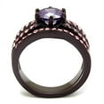 thumbnail image 3 of IP Dark Brown (IP coffee) Stainless Steel Ring with AAA Grade CZ in Amethyst for Women Amethyst Stone Color Style TK2652 Size 5, 3 of 4