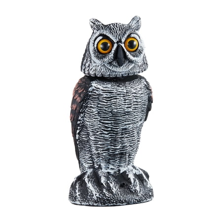 IMISSILLEB Fake Owl Decoys  with Rotating Head, Realistic Scarecrow Pest Repellent Garden Decoration Yard Protector, 10 Inches