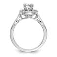 thumbnail image 2 of Solid 14K White Gold Round Diamond Side-Stones with CZ Cubic Zirconia Center Stone Halo Engagement Ring Size 7, 2 of 8
