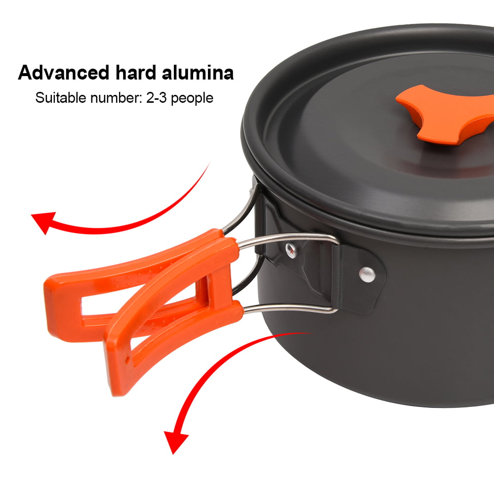 Camping Cookware Kit Portable Lightweight Cooking Set Aluminum Non Stick  Camping Pans and Pots with Kettle for 2-3 People For Outdoor Camping Hiking  