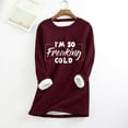 thumbnail image 2 of Feancey Fuzzy Sweatshirts for Women Winter Warm Sherpa Lined Fleece Pullover Letter Print Thermal Tunic Tops Comfy Furry Loungewear Pajamas Wine XL, 2 of 6