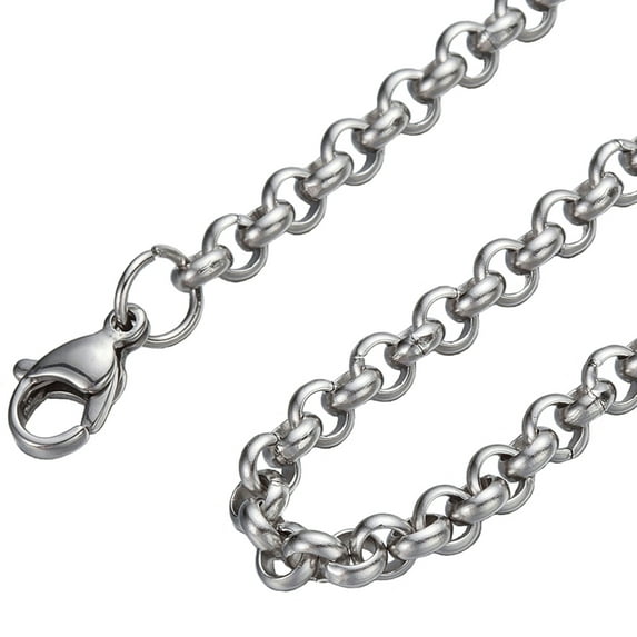 2 mm-4.5 mm 10"-100" Silver Stainless Steel Rolo Chain Necklace