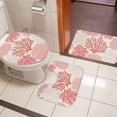 thumbnail image 4 of Red Coastal Bath Mat 3 Piece Bathroom Rug Set, Vintage Coral Ocean Modern Sea Abstract Non Slip Bath Rug Contour Mat and Toilet Lid Cover, Absorbent Shower Mats Soft Bath Rugs and Mats Sets, 4 of 8