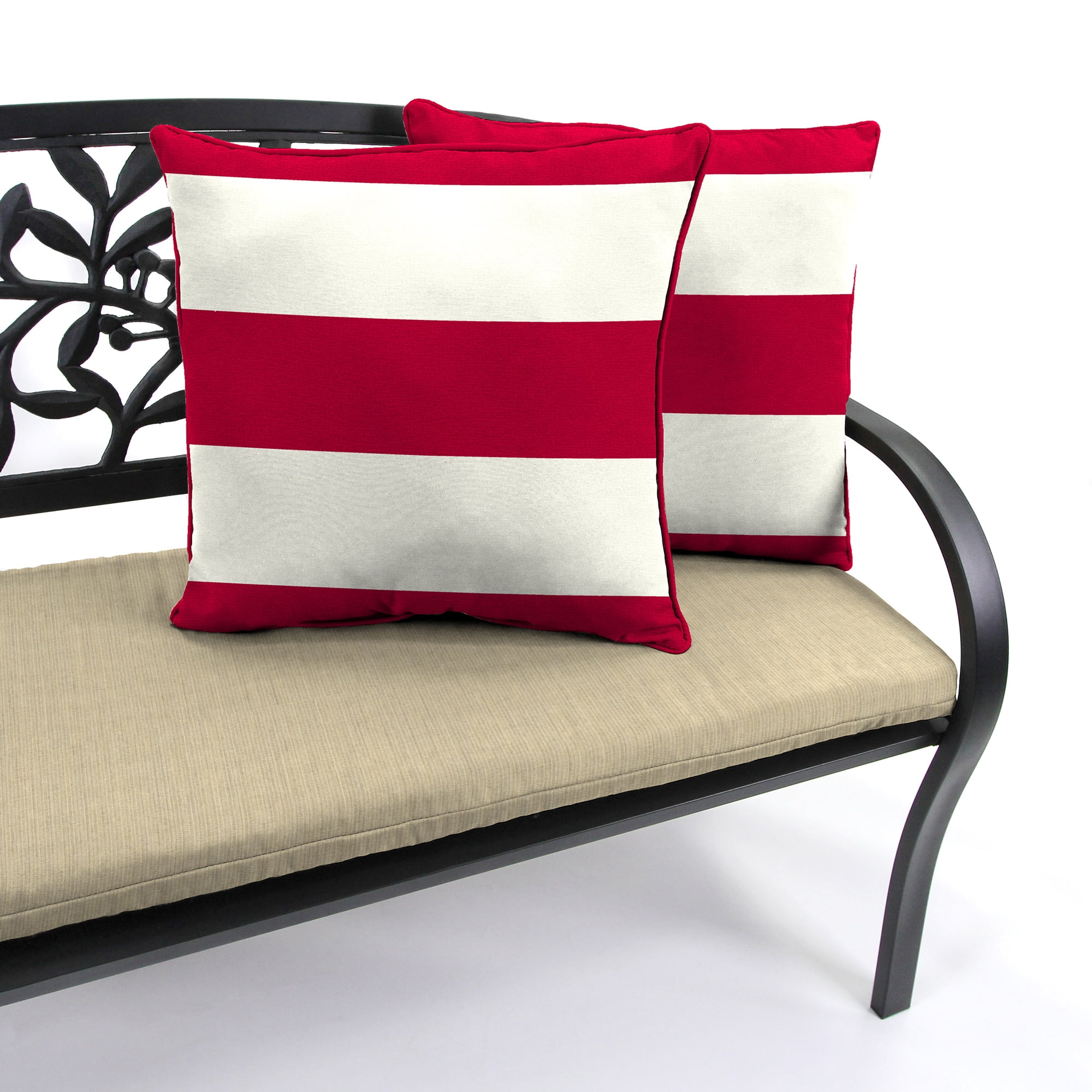 Jordan Manufacturing 18" x 18" Red and White Flag Stripe Outdoor Throw Pillow (2-Pack)