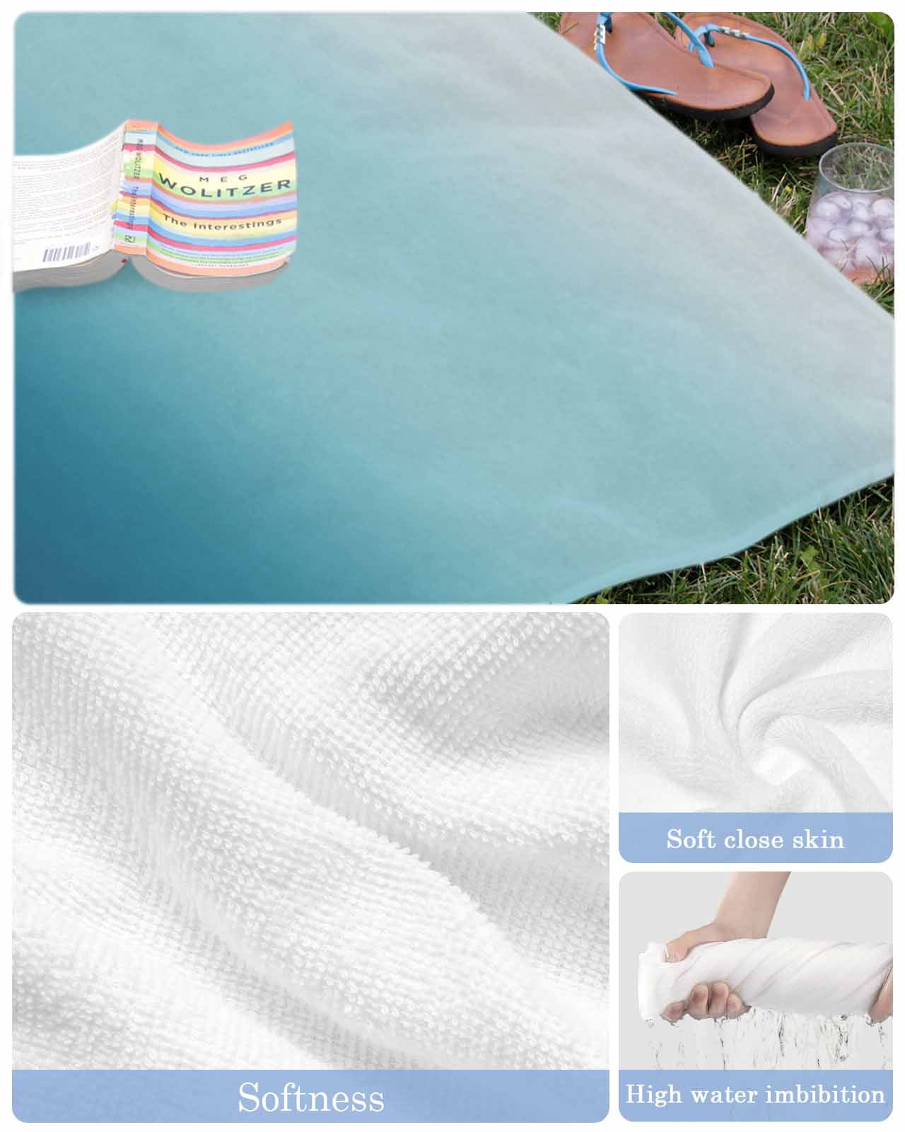 Navy Blue Ombre Beach Towels Oversized Super Absorbent, Teal White Gradient Modern Abstract Art Lightweight Bath Towel Quick Dry Sets For Bathroom/Pool/Rv Camping/Beach Play/Gym Room/Picnic 35"x70"