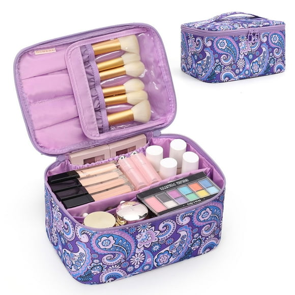 Bolsa de maquillaje OCHEAL portátil de gran capacidad, color morado, impermeable