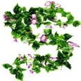 thumbnail image 2 of Morttic 2pcs Artificial Vine Morning Glory Hanging Fake Foliage Home Decor Simulation Vine Plant, Purple, 2 of 6