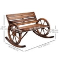 thumbnail image 3 of Outsunny Wood Outdoor Rocking Bench, Wagon Wheel Patio Rocker Loveseat, 3 of 10