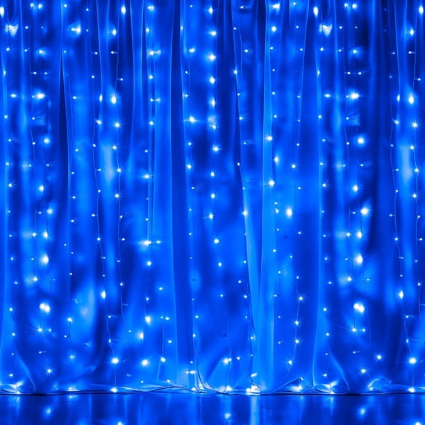 Cadena de luces Dazzle Bright para cortinas, 300 LED, color azul navideño