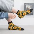 thumbnail image 5 of Goofa Vintage Black Plaid Sunflower Pattern Non Slip Socks with Grips for Elderly, Crew Socks Yoga Hospital Socks Cushioned Sole Gripper Socks for Men Women, 5 of 5