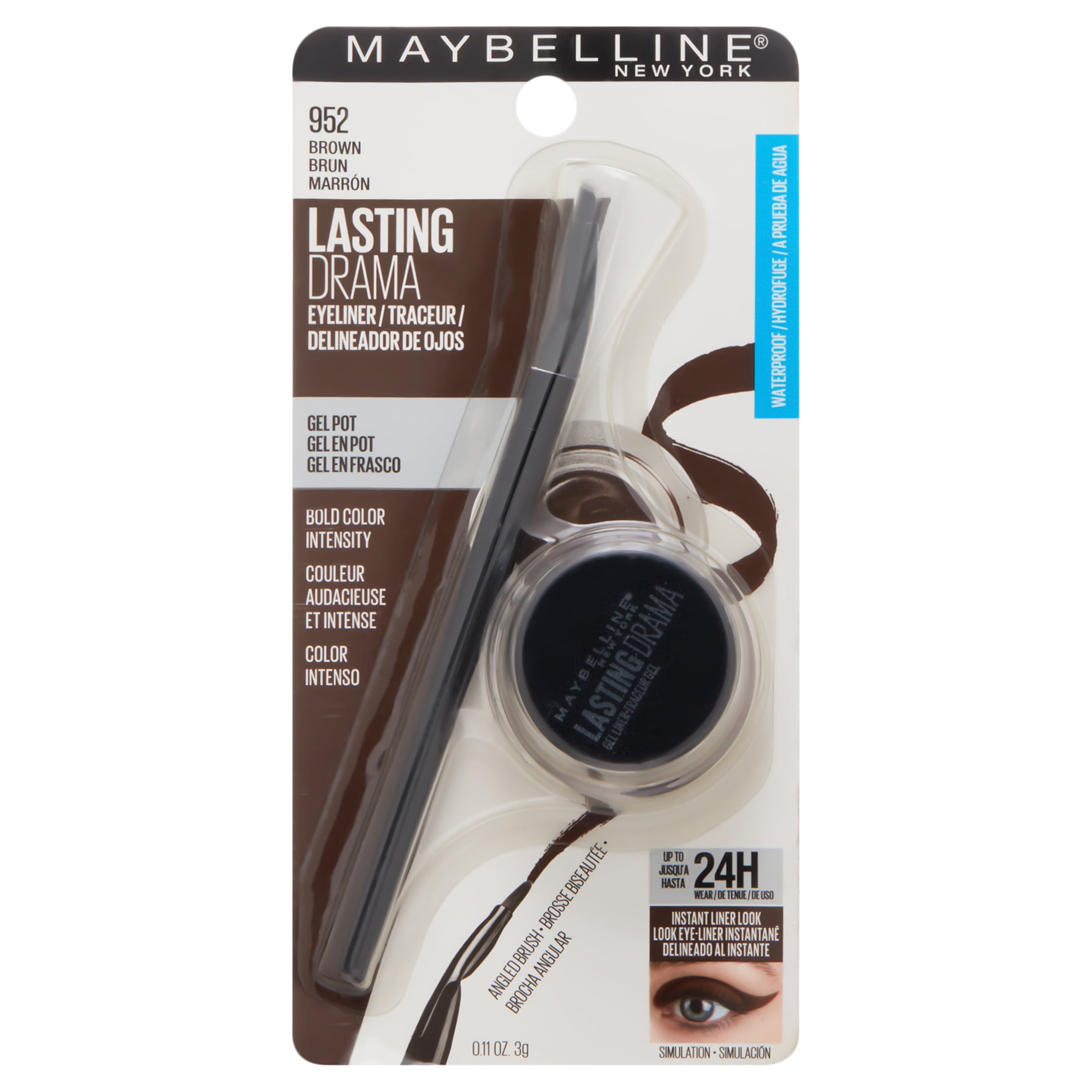Maybelline EyeStudio Lasting Gel Drama Blackest Liner, Black