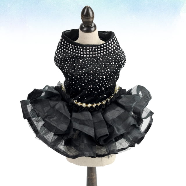 BEADCEST 1Pcs Robe de Princesse pour Chien TP Noir pour Costume d'Animal et Tenue de Fête