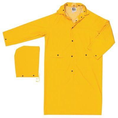 Classic Rain Coat, Detachable Hood, 0.35 mm PVC/Polyester, Yellow, 49 in (Best Waterproof Motorcycle Jacket 2019)