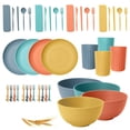 thumbnail image 3 of HLONK Whea-t Straw Dinnerware Sets For 4 (32pcs)  Whea-t Straw Dinnerware Sets  Microwave Dishwasher Safe Tableware Lightweight Bowls  Cups  Plates Set Reusable Dinner - Eco-Chic Dining, 3 of 9