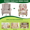 thumbnail image 4 of Wingback Chair Covers Pieces Stretch Printed Wing Back Chair Cover Sofa Slipcover Washable Wingback Armchair Slipcovers Furniture Protector with Elastic Bottom for Wingback Chairs, 4 of 7