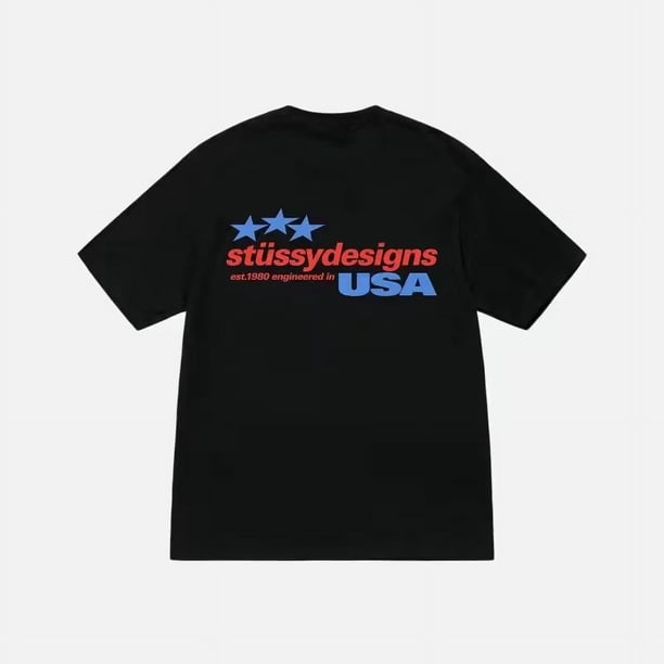 Camisetas Stussy de manga corta para hombre y mujer, marca de moda de verano Camisetas Stussy de calle holgadas y versátiles de puro algodón para parejas, tendenciaAmarillo Neón