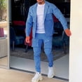 thumbnail image 2 of RUTAYY Men's Outfits Casual Solid Color Long Sleeve Jacker Cargo Pants with Pocket Hiking Workout Trendy Travel Clothing Sets, 2 of 7