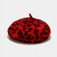 thumbnail image 4 of ZHOGXU Beret Hat For Women Leopard Print Retro Style Windproof Warm Fashion Comfortable Caps For Autumn Winter Daily Wear Red M, 4 of 5