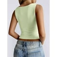 thumbnail image 2 of Women'S Sleeveless Square Neck Tank Top Double Layer Basic Crop Tops Summer Fitness Workout Casual Tops Light Green XL, 2 of 5