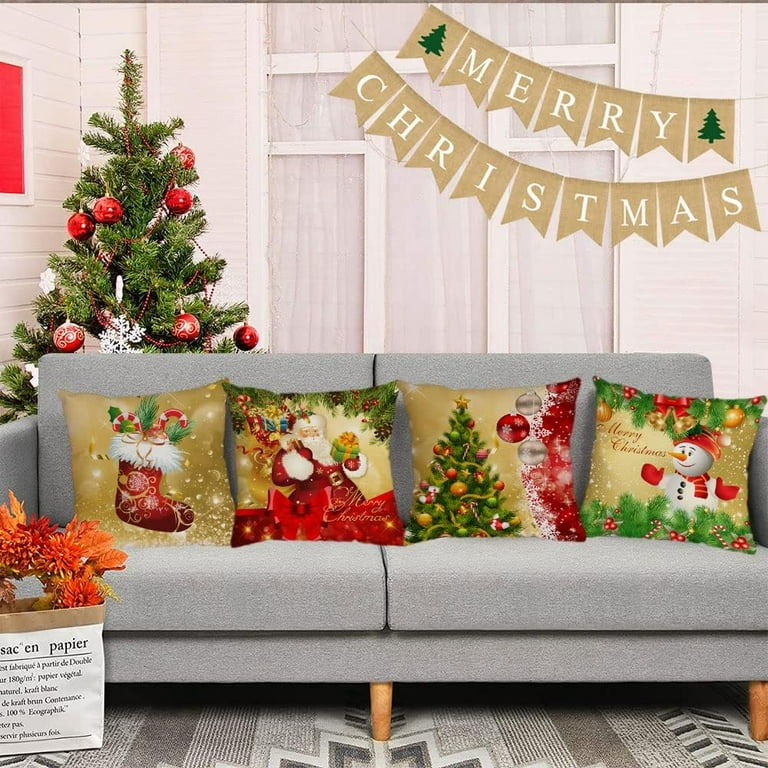Merry Christmas Pillow Covers 18x18 Set of Velvet Christmas