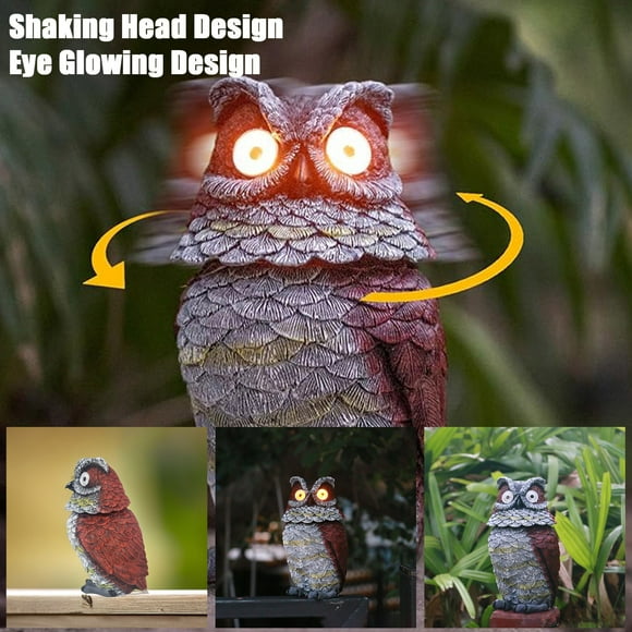 Solar Owl Statue Glowing Eyes Bobble Headed Owl Decoration Interesting Garden Outdoor Ornament Housewarming Present Strength Ornament Special Christmas Ornament Sparkly Ornament Sparkly Christmas
