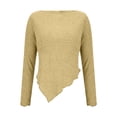 thumbnail image 6 of Ashirexll Womens Long Sleeve T Shirts Winter Tops for Women Off Shoulder Slim Pullover with Slanted Collar Irregular Hem, 6 of 7
