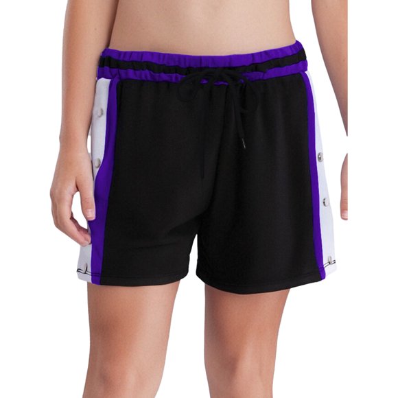 Sxiwei Kids Boys Unisex Tear Away Basketball Shorts Press Button Side Split Contrast Color Sports Shorts Purple 6