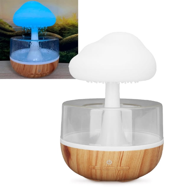 Gugxiom Rain Cloud Humidificador Goteo de Agua, Cute Raining Cloud Night Light con 7 Luces LED, 2000mAh 500ml Humidificador de Gotas de Lluvia para Sala de Estar, Dormitorio,