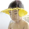 thumbnail image 1 of 2 uds lindos niños champú ajustable baño gorro de ducha sombrero lavado pelo escudo (amarillo + azul), 1 of 5