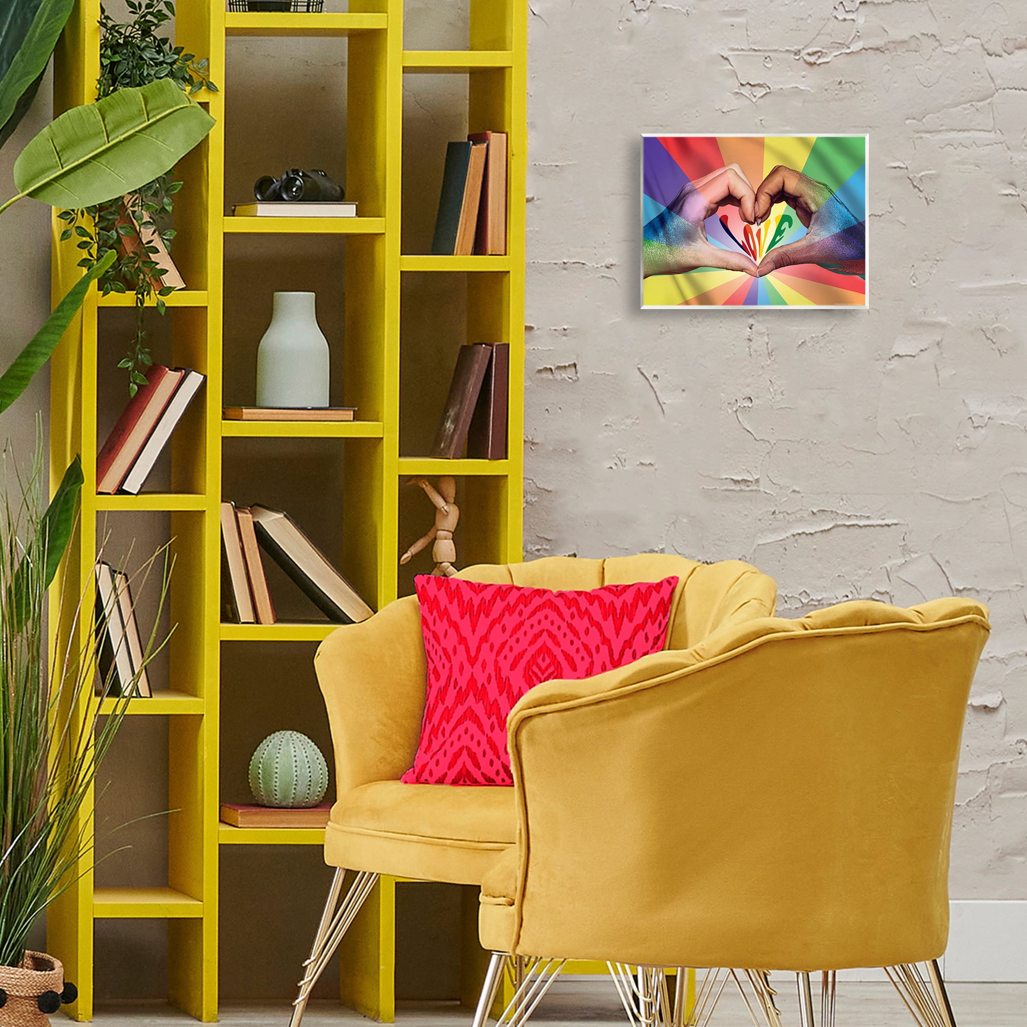 Stupell Industries Rainbow Love Hands Symbol People Painting Unframed Art Print Wall Art, 14 x 11