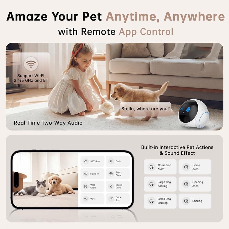 Soifcik Pet Camera Robot Movable Night Vision photo 4