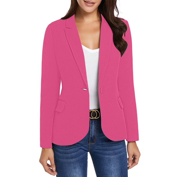 Vetinee Womens Business Work Office Blazer Back Slit Jacket with One Button, Size XS2XL