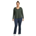 thumbnail image 3 of Terra & Sky Women's Plus Size Long Sleeve V-Neck T-Shirt, 2-Pack, 3 of 5