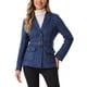 thumbnail image 1 of BLAZER DE TRABAJO DE MANGA LARGA CON CINTURÓN DE SUEDE SINTÉTICO PARA MUJERES INSPIRE CHIC TALLA XS AZUL OSCURO, 1 of 5