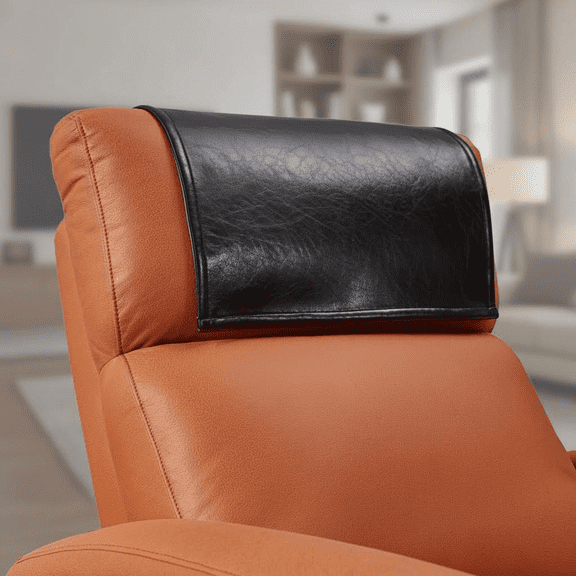 Washable Waterproof Faux Leather Headrest Covers for Recliner Chairs, Sofas, Office and Theater Seats, Non-Slip Recliner Headrest Protector, Furniture Protector (Black)