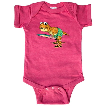 

Inktastic Tyrannosaurus Rex with Surf Board Gift Baby Boy or Baby Girl Bodysuit