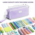 thumbnail image 4 of Four Candies Pencil Case 3 Compartment Pouch, Large Pencil Case for Women, Puple, Removable Handle & Zipper, Cute Pencil Bag for Office, 4 of 6
