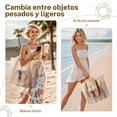 thumbnail image 2 of Bolso de Mano Para Mujer, Bolso de Viaje, Bolsa de Playa Plegable con Bolsillo de Malla con Cremallera, Adecuado Para Viajes, Compras, Playa, Camping, etc, 2 of 4